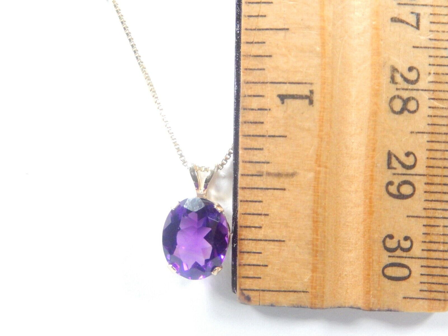 14K Yellow Gold 3.00 CT Oval Amethyst Solitaire Pendant w/18"chain