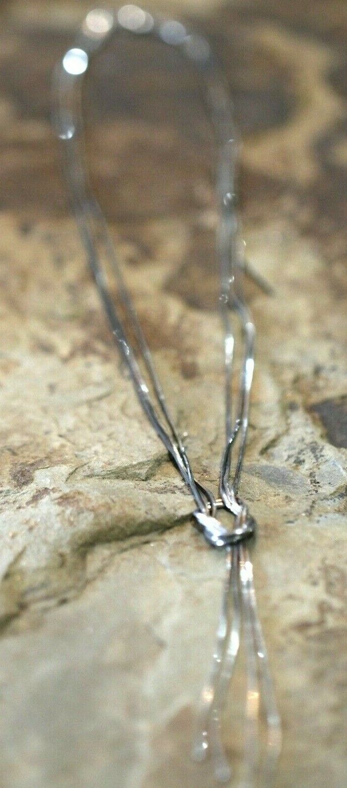 *VINTAGE*  Sterling Silver Three Strand  Infinity Necklace 16" With 3" Drop