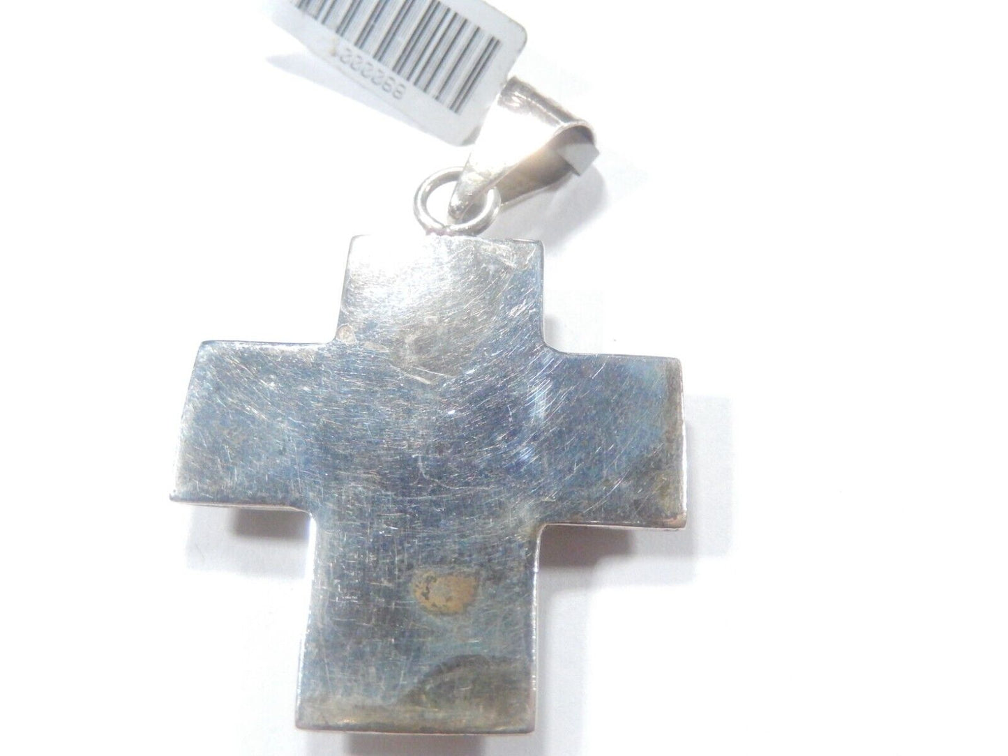 *VINTAGE*  LARGE Taxco Mexico Sterling Silver Multi Gem Cross Pendant Signed