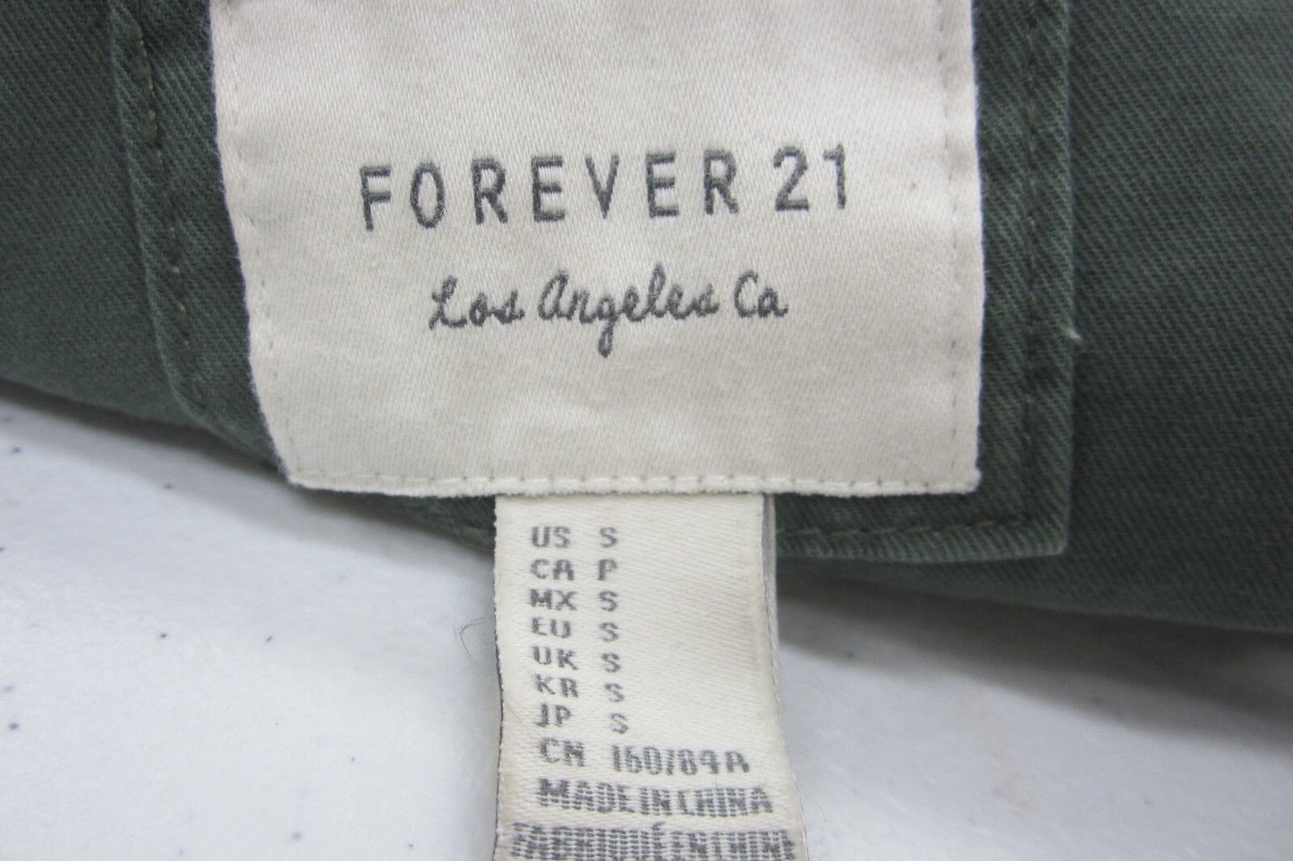 MINTWomens Trendy CUTE Forever 21Military Style Button Down Denim Green Top Sz S