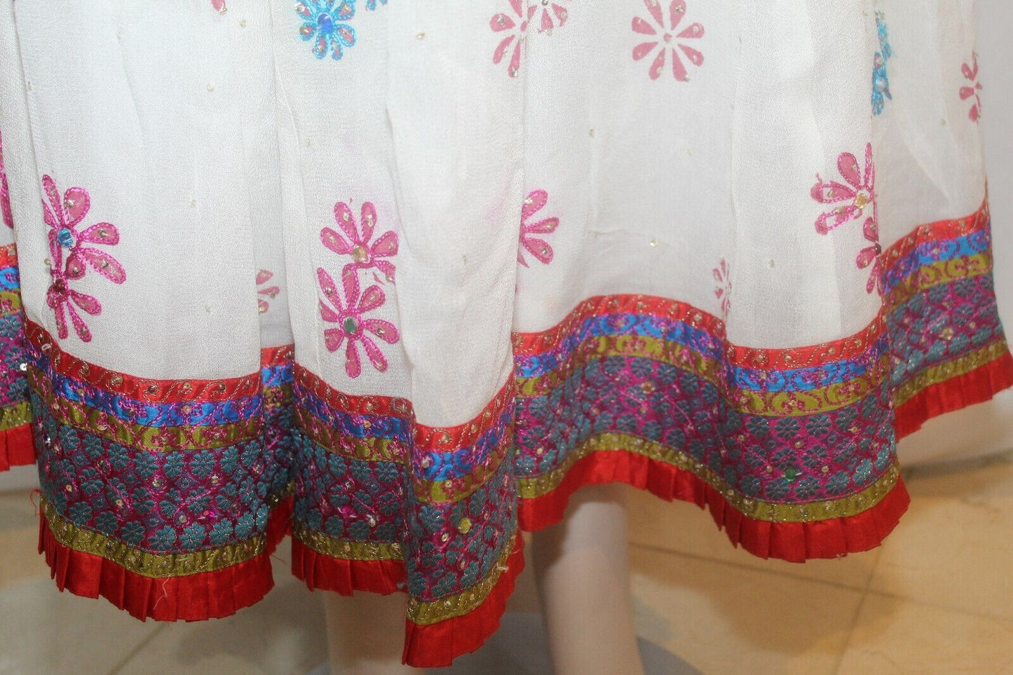 Women’s Flaring Skirt with Beautiful Sequence and Beads Waist 42" Drawstring