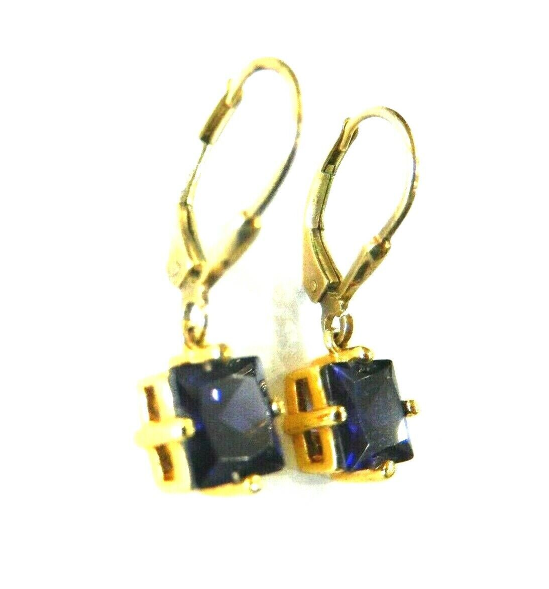 *VINTAGE* VERMEIL 14K GOLD OVER STER SILVER HANDCRAFTED 3.5CT  SAPPHIRE EARRINGS