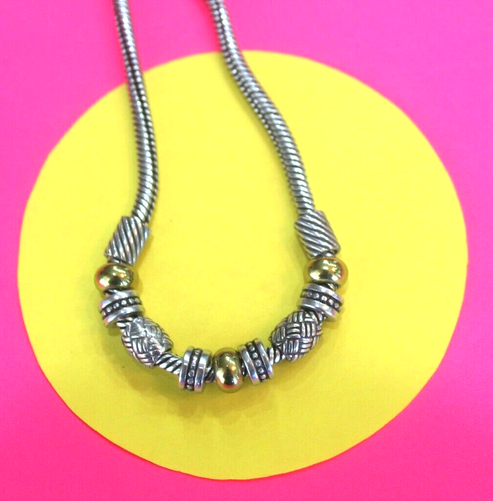 Brighton Calypso Silver Plate Etched Sliding Beads Chain Necklace