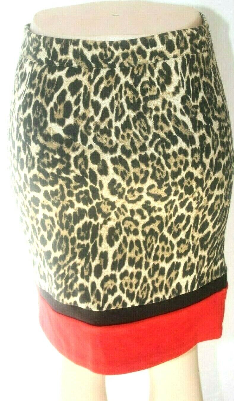 *NWT* Rafaella Womens Leopard Animal Print Red & Black Skirt Size 4