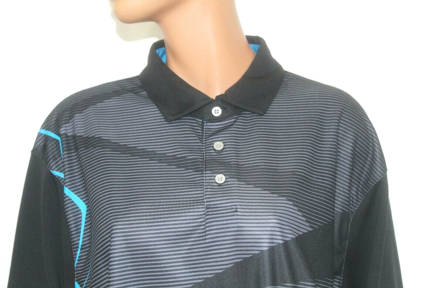 *NEW* PGA Tour Pro Series Men's Black / Gray Stripes Golf Polo Shirt Size XL