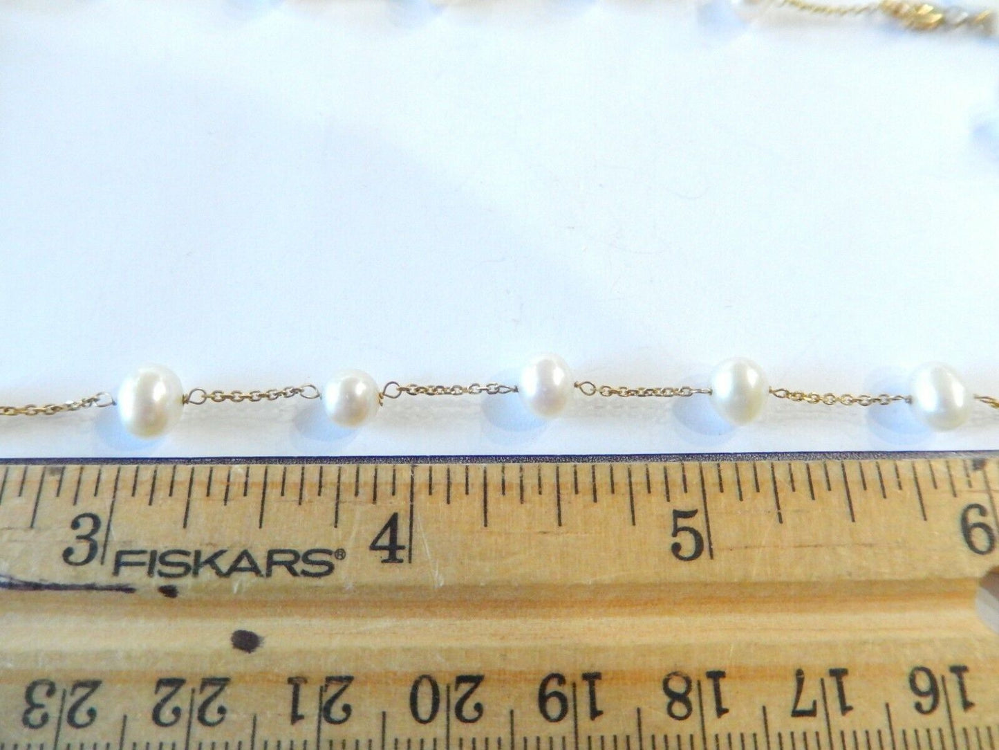 *NWT* 14K Yellow Gold Chain With 20 Oval 7x5mm Pearl  16" Necklace