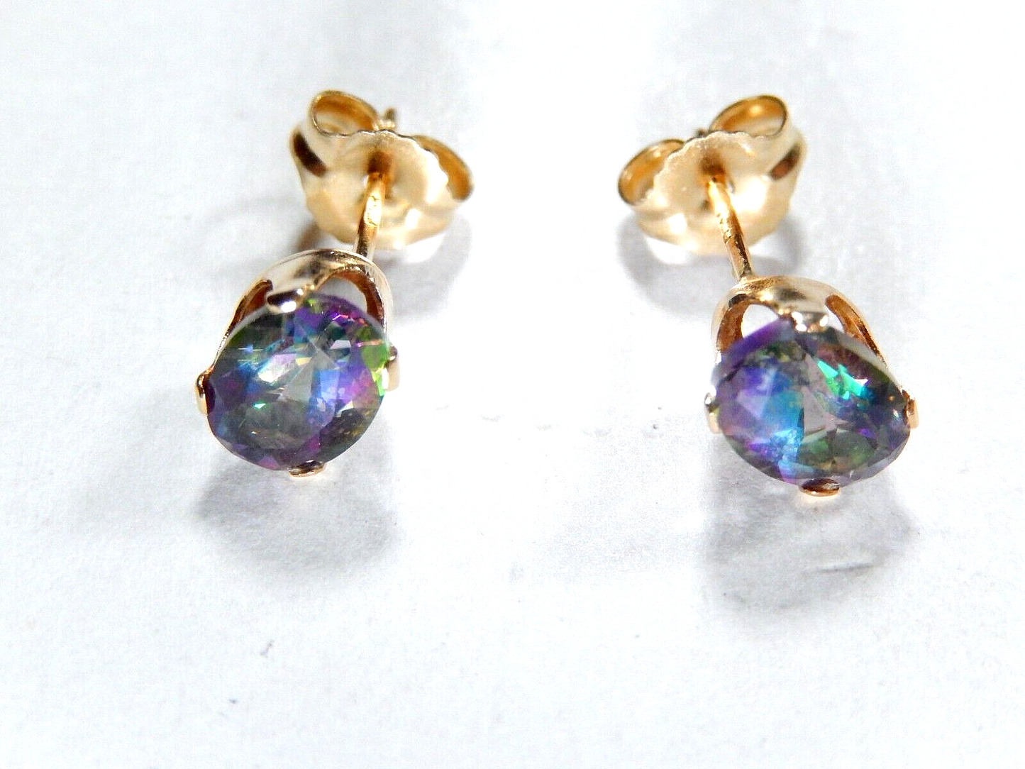14k Yellow Gold 1.50CT TW  Oval Mystic Topaz 7mm x 5mm Post Earrings