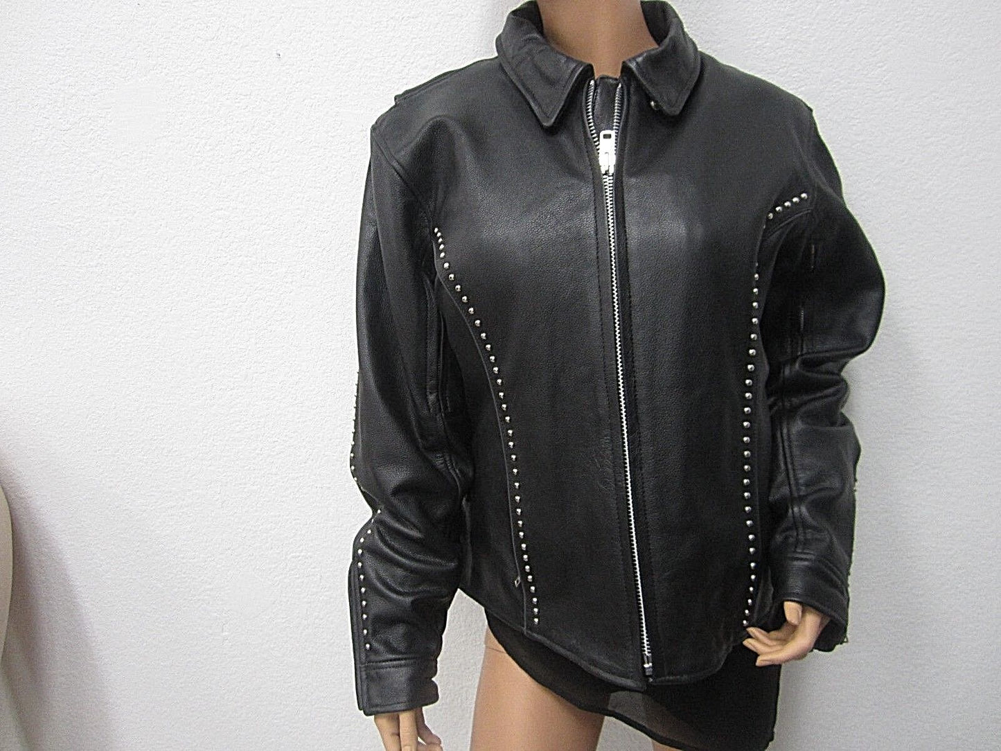 NEW Heavy Hot Leathers Women's Motorcycle Black Stud Leather Jacket Size 2XL