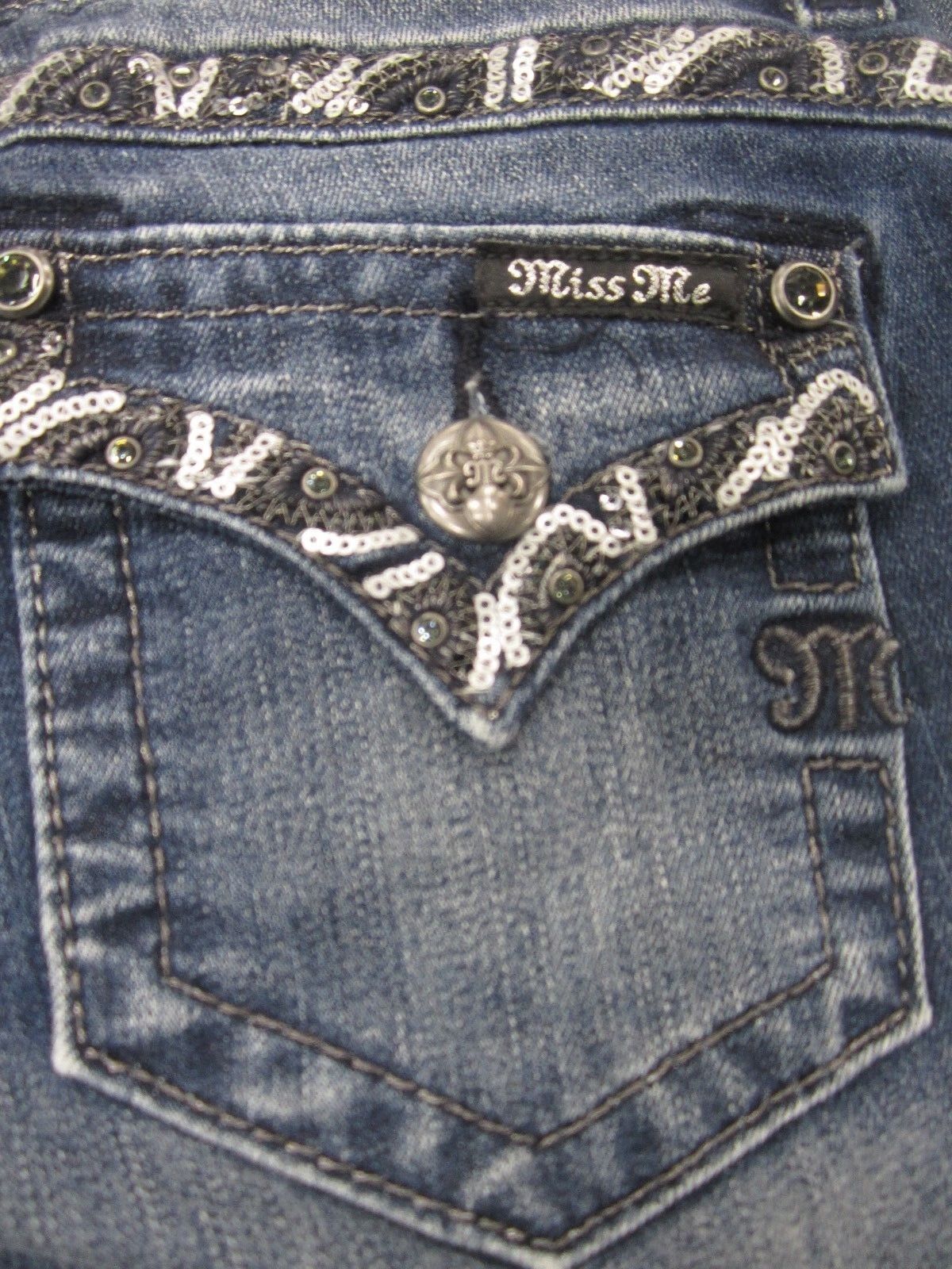 NWOT Miss Me Juniors  Girls Jeans JK761GB3 Boot Med Blue Nice Bling 14 x 30