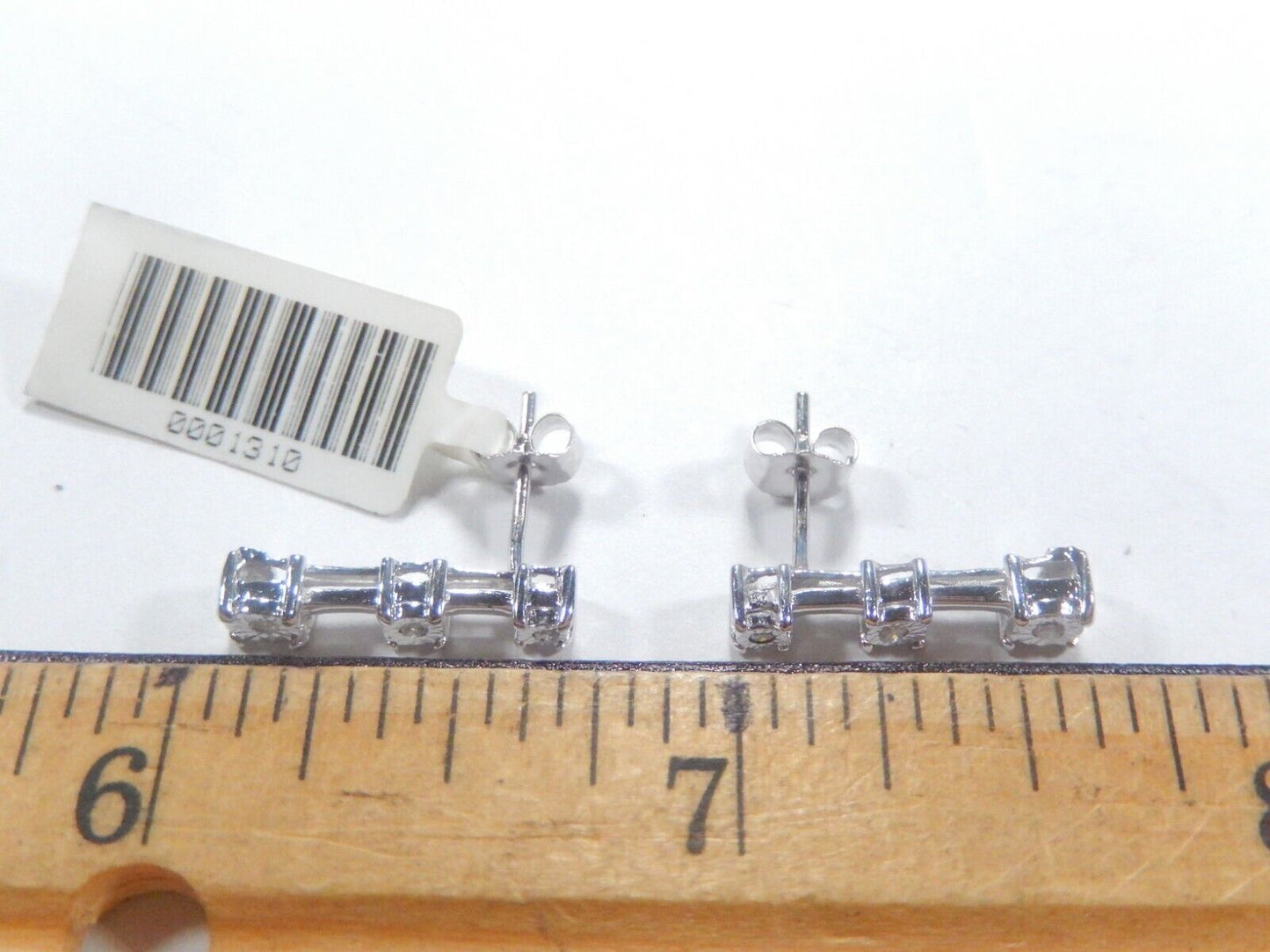 10K White Gold Natural Round Diamond 3 Stone Past Present Future Earrings