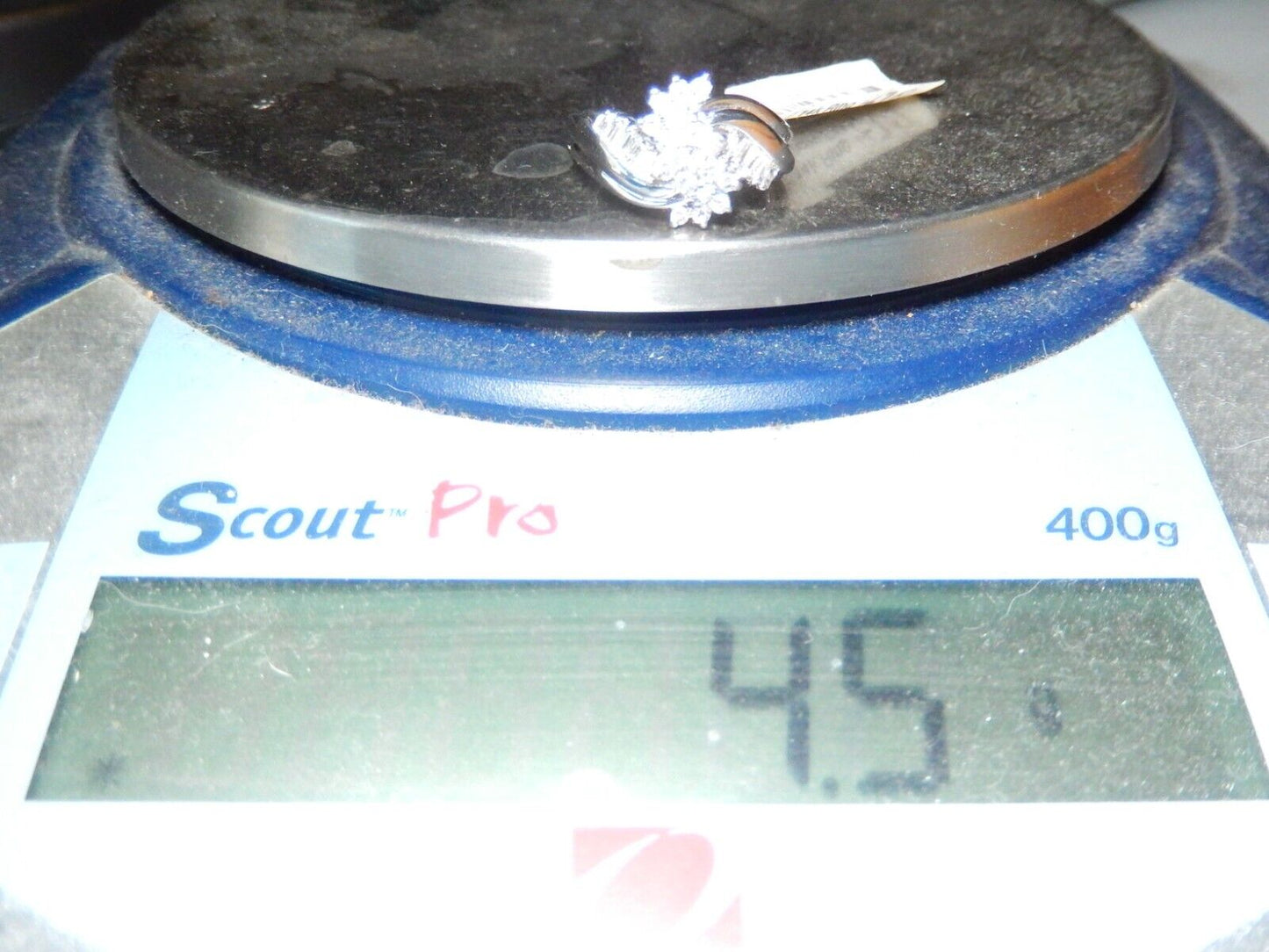 *VINTAGE*  14K WHITE GOLD  1/2ct NATURAL ROUND & BAGUETTE DIAMOND  RING SIZE 6.5
