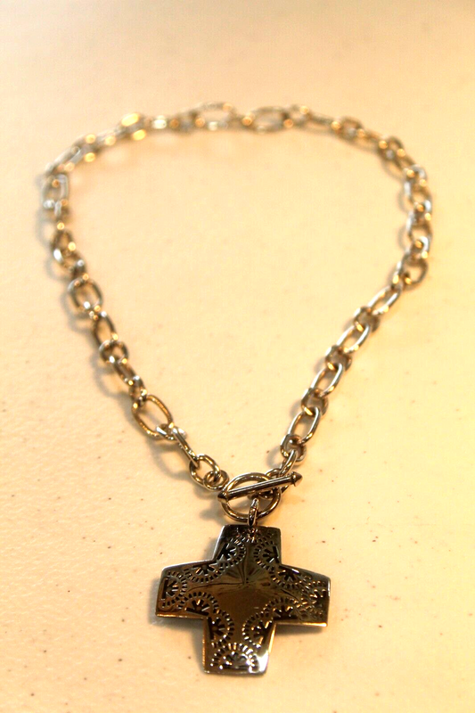 VINTAGE BOLD SILPADA NO557 STERLING SILVER VIRTUOSITY CROSS NECKLACE!