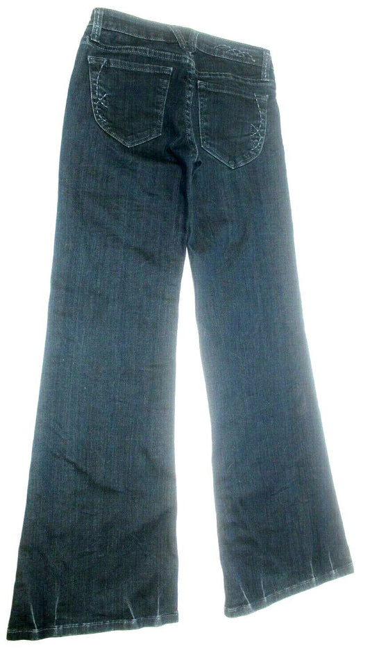 MISS ME Women’s Jeans Lawrence Denim Dark Distressed Wide Flare Leg Sz 26 JP4531