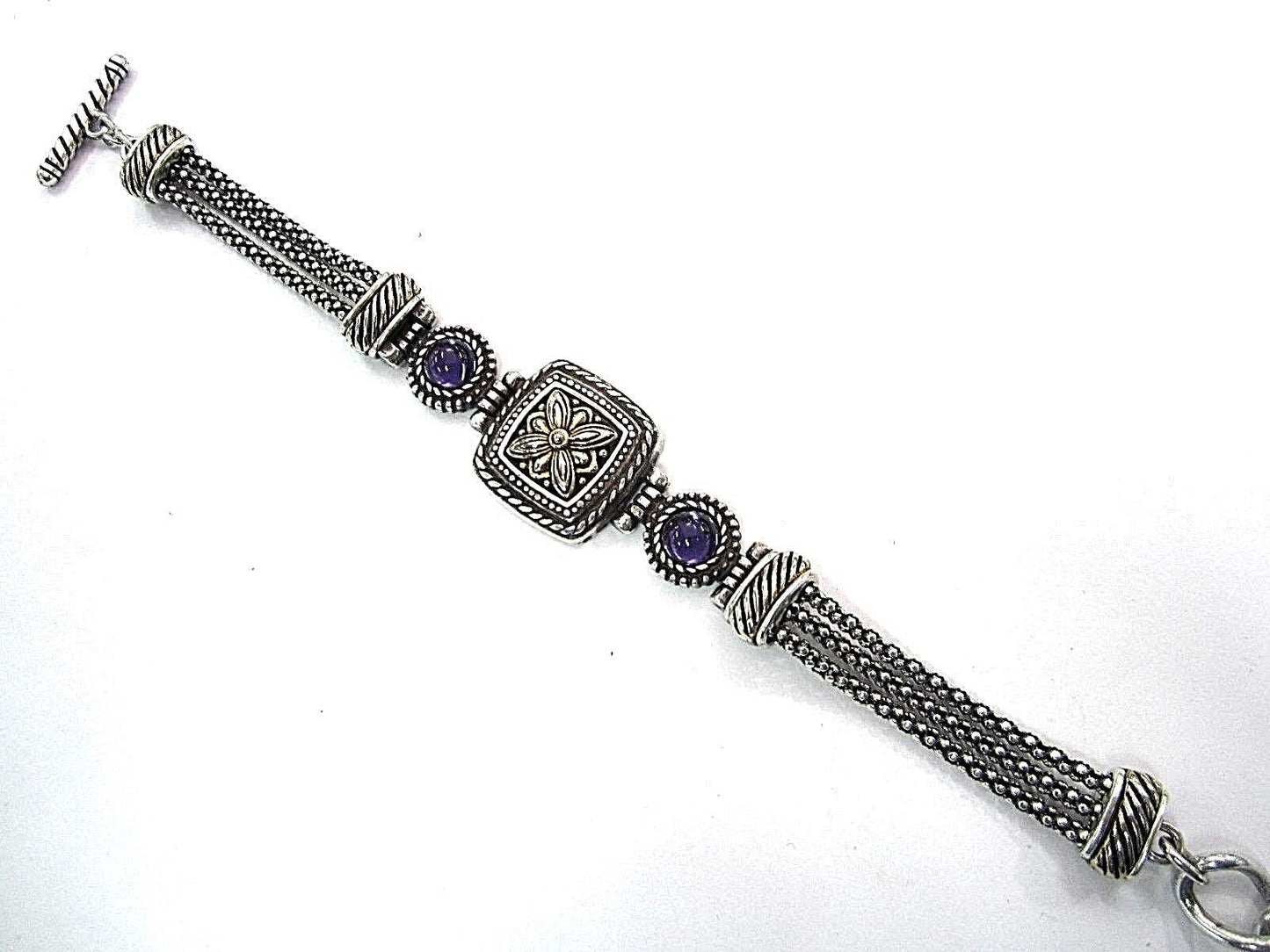 RETIRED Brighton Purple Crystal Silver Gold Togle Bracelet