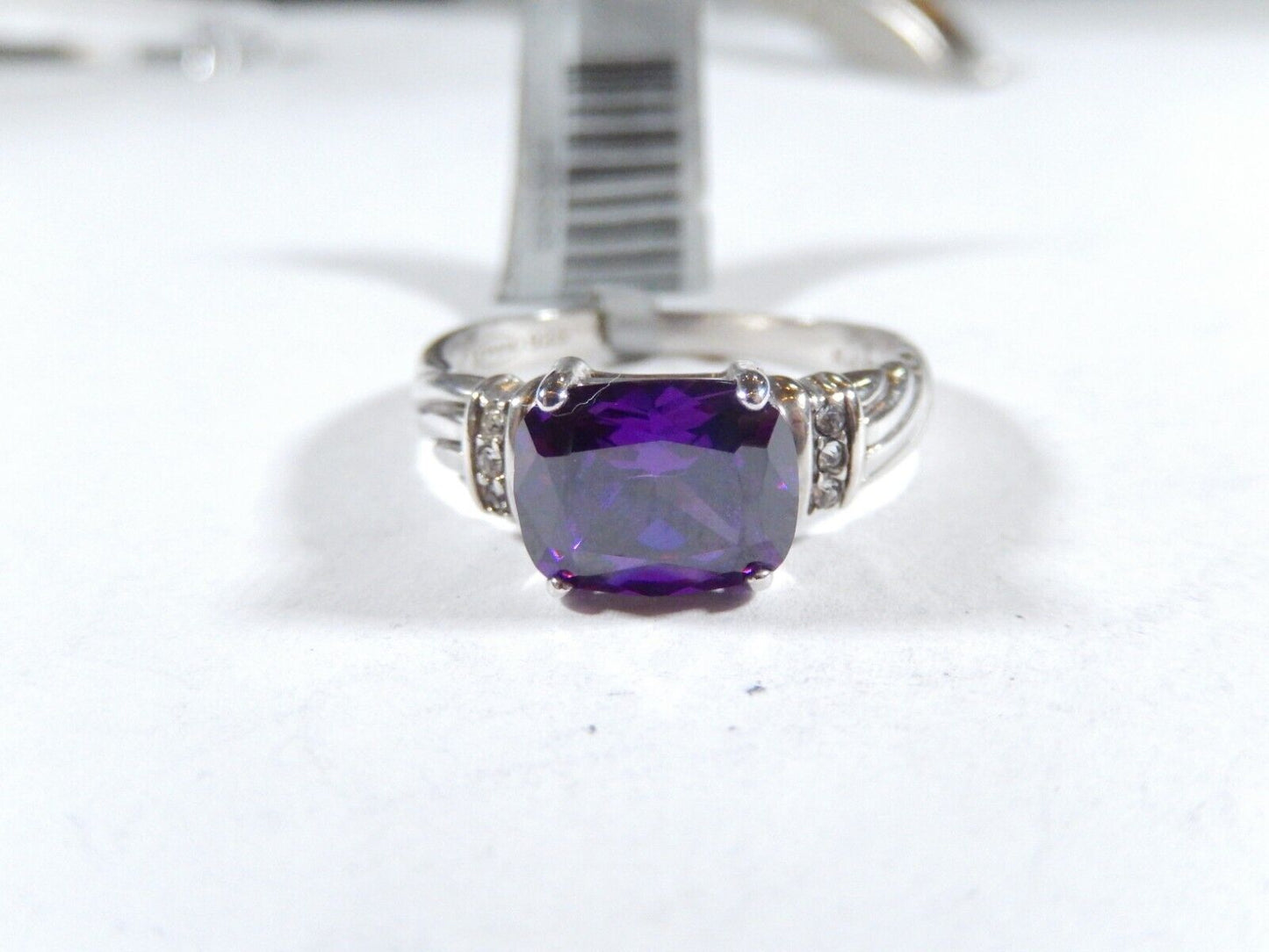 *VINTAGE*  AVON STERLING SILVER 3.00 CT AMETHYST & CZ STONE RING SIZE 9.75