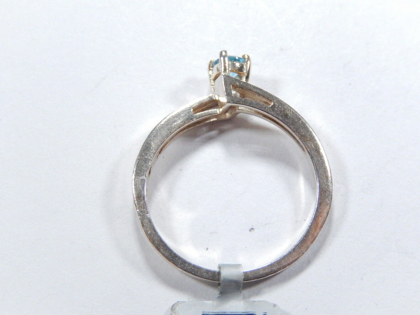 Round Blue Topaz Gemstone Solitaire Decorative 925 Sterling Silver Ring Sz 8.75
