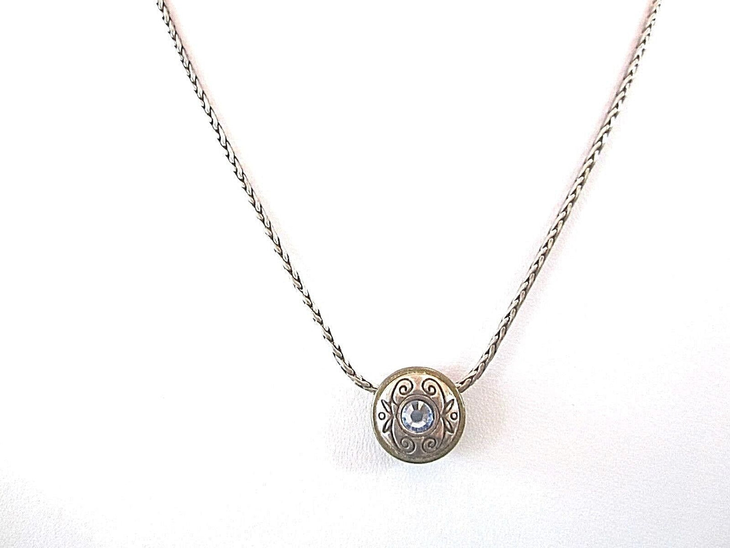 RETIRED Brighton 16"-18" Blue Crystal Round Decorative Bezel Slide Necklace