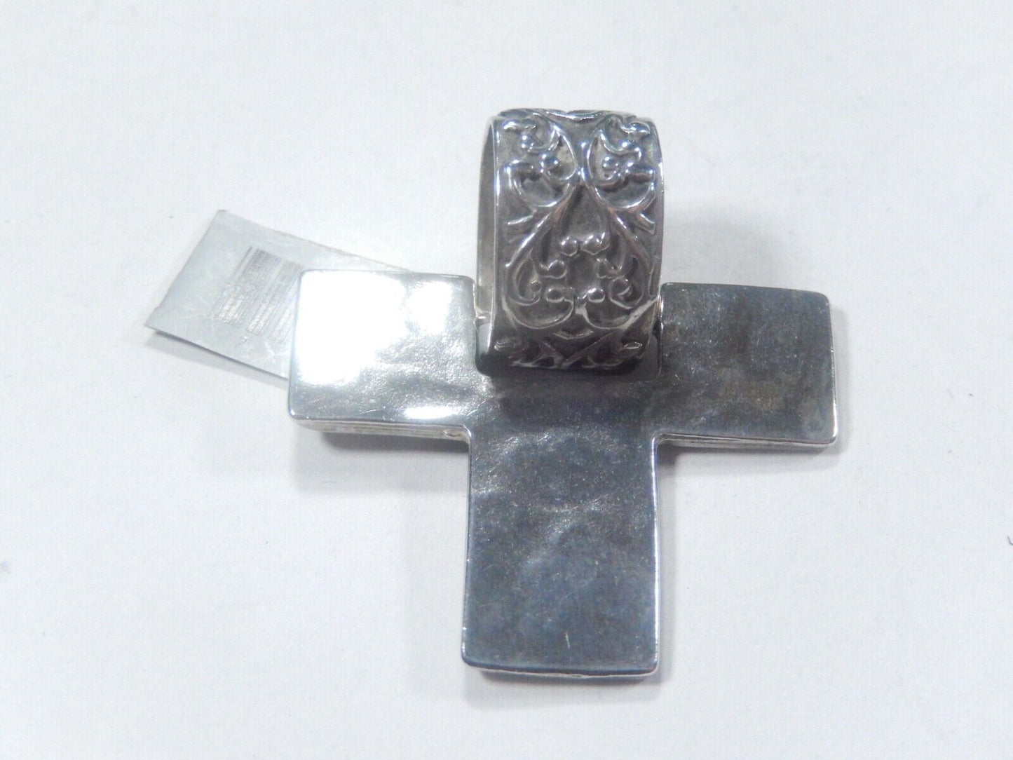 SILPADA Hammered Cross Vine Slide Pendant Sterling Silver 1 9/16" Length S1514