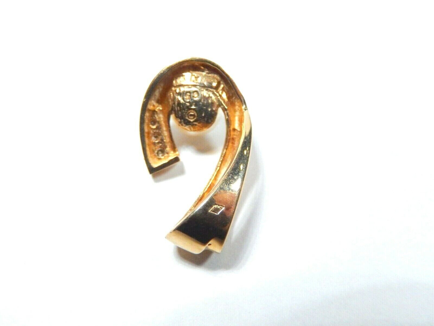*VINTAGE* 14k Yellow Gold 7mm Fine Pearl & Diamond Heavy Freeform Slide Pendant