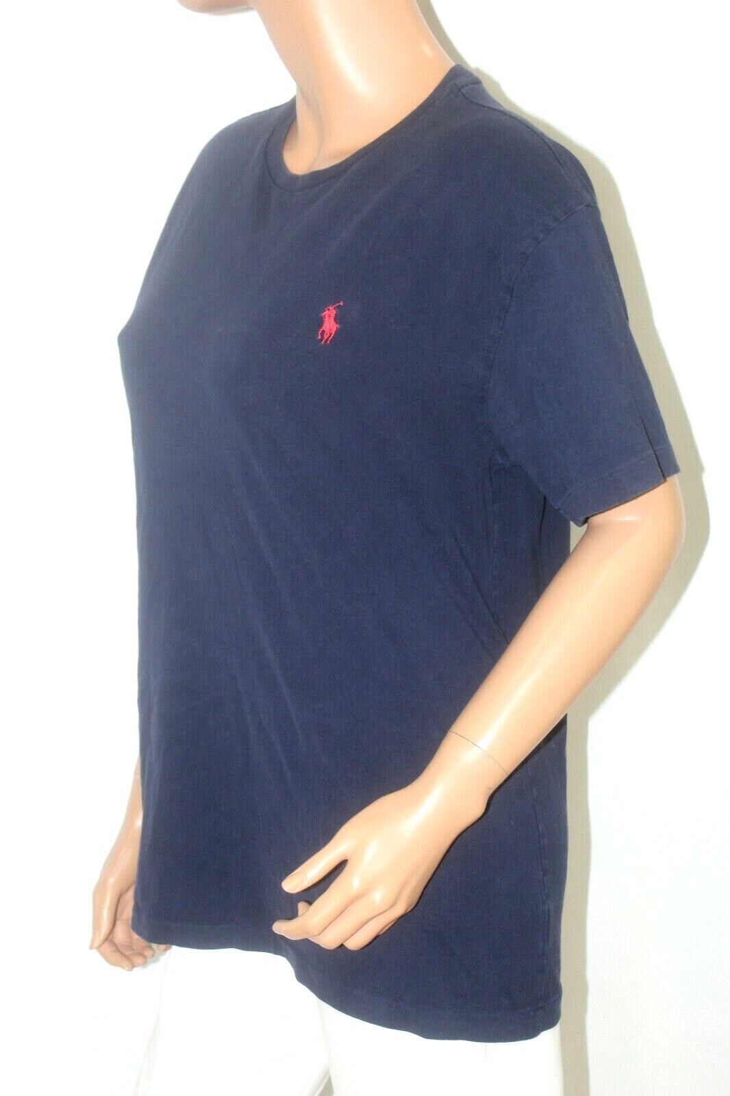 POLO RALPH LAUREN Navy Cotton Crew Neck T-Shirt with Red Horse Logo - Size S