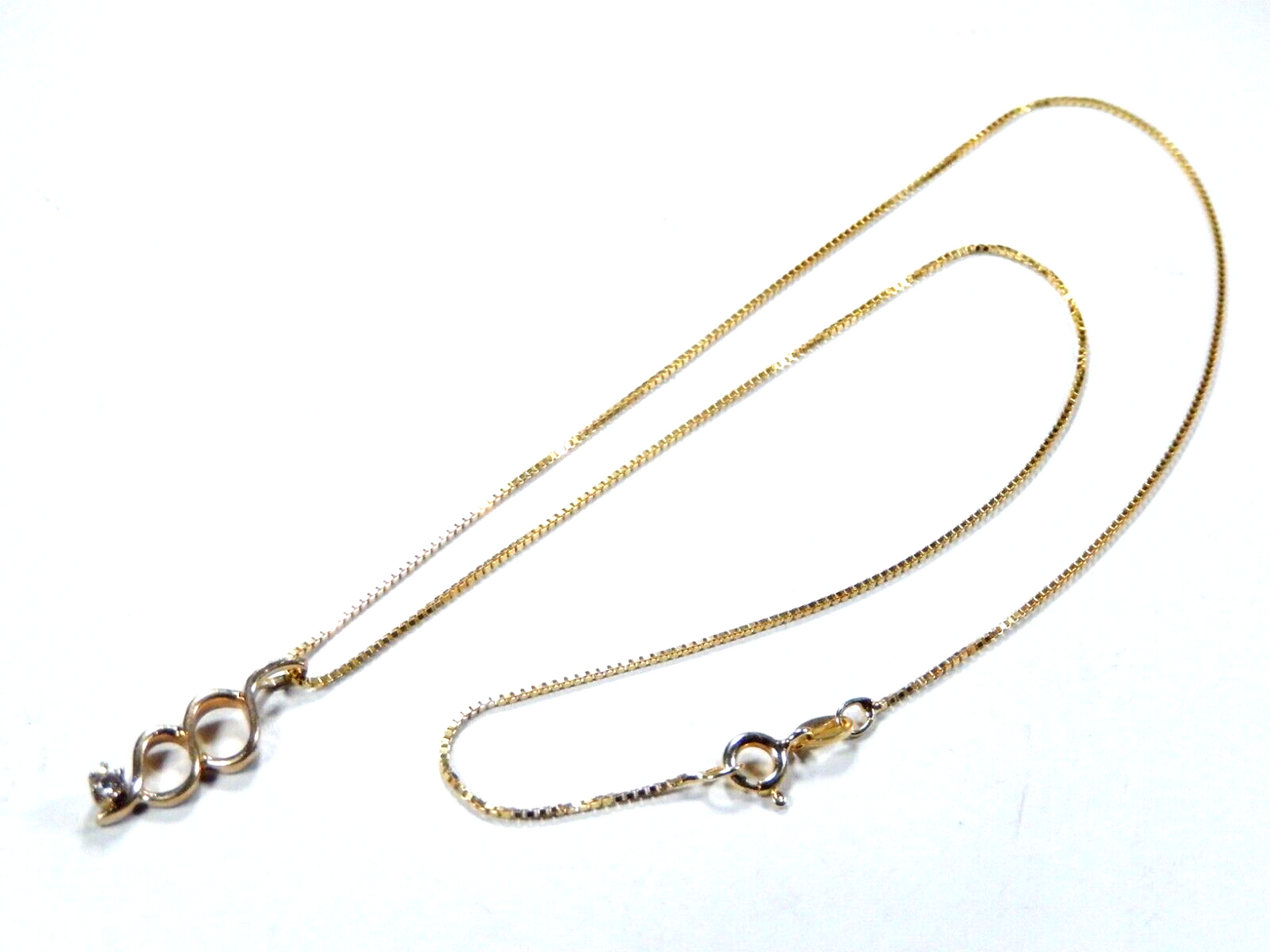 *VINTAGE*  14K Yellow Gold Natural Diamond Free Form Pendant w/18"chain