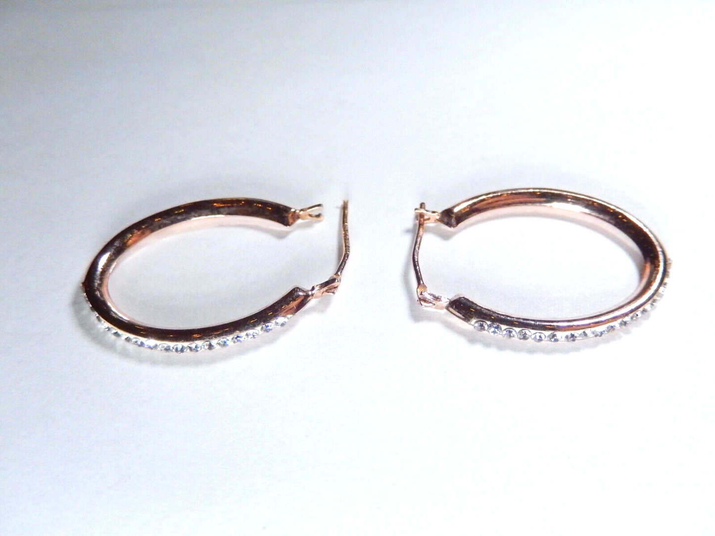 Sterling/14K Rose Gold clad 1" Channel Set CZ Hoop Earrings