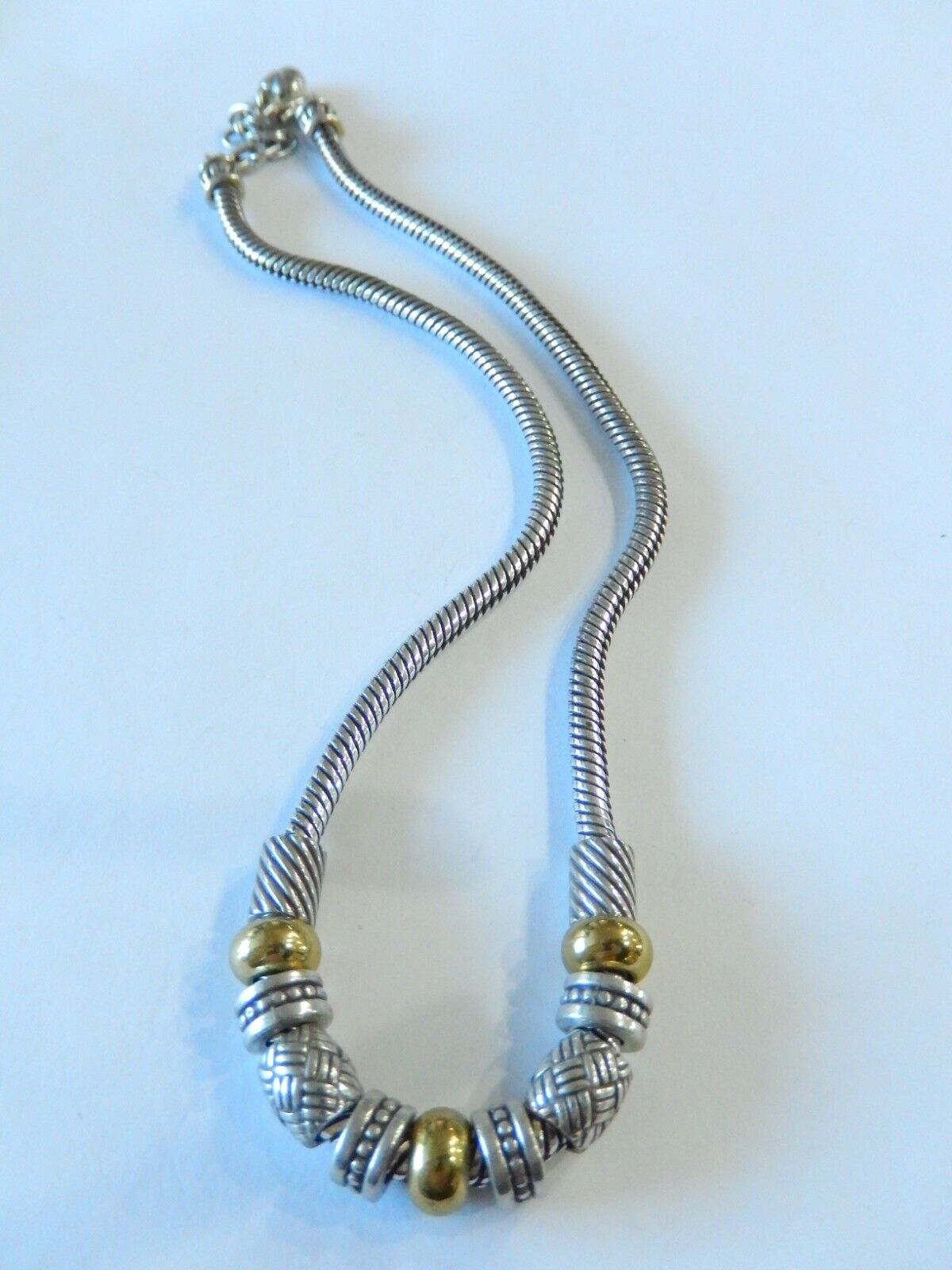 *RETIRED*  BRIGHTON  Gold Silver 2 Tones Bead Link  BEAUTIFUL NECKLACE 16" - 18"