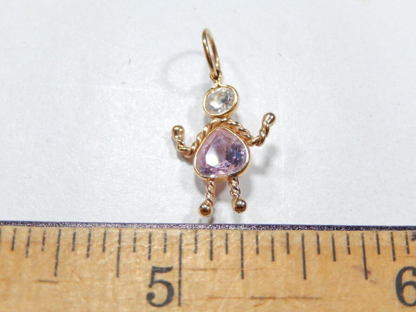 Pendant Charm 14k Yellow Gold Birthstone Child Kid Pink Sapphire For September