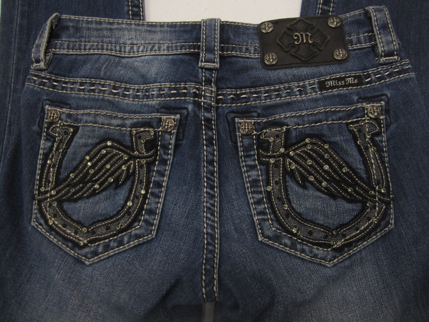 MINT MISS ME Signature Capri Pants Jeans Angel Wings Horseshoes JW7537P2 Sz25x20