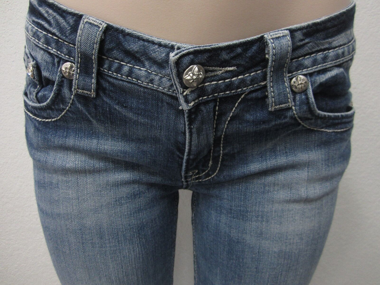 MISS ME WOMEN'S JP5409B EMBELLISHED POCKETS PREMIUM BOOT CUT JEANS Sz 29 x 27
