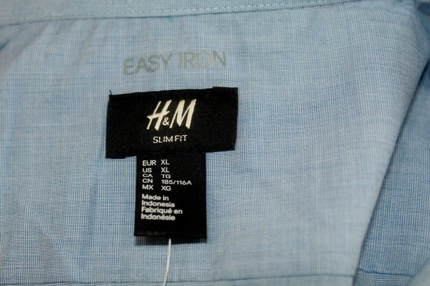 *NWT*H&M Slim Fit Easy Iron Men’s Shirt Top Button Down Blue Long Sleeve Size XL