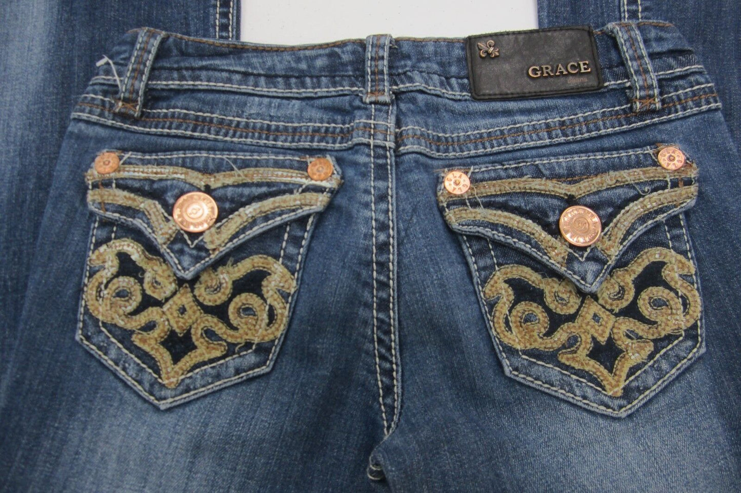 NICE Grace in LA Jeans, Boot Cut Low Rise Embroidered Size 25 x L32