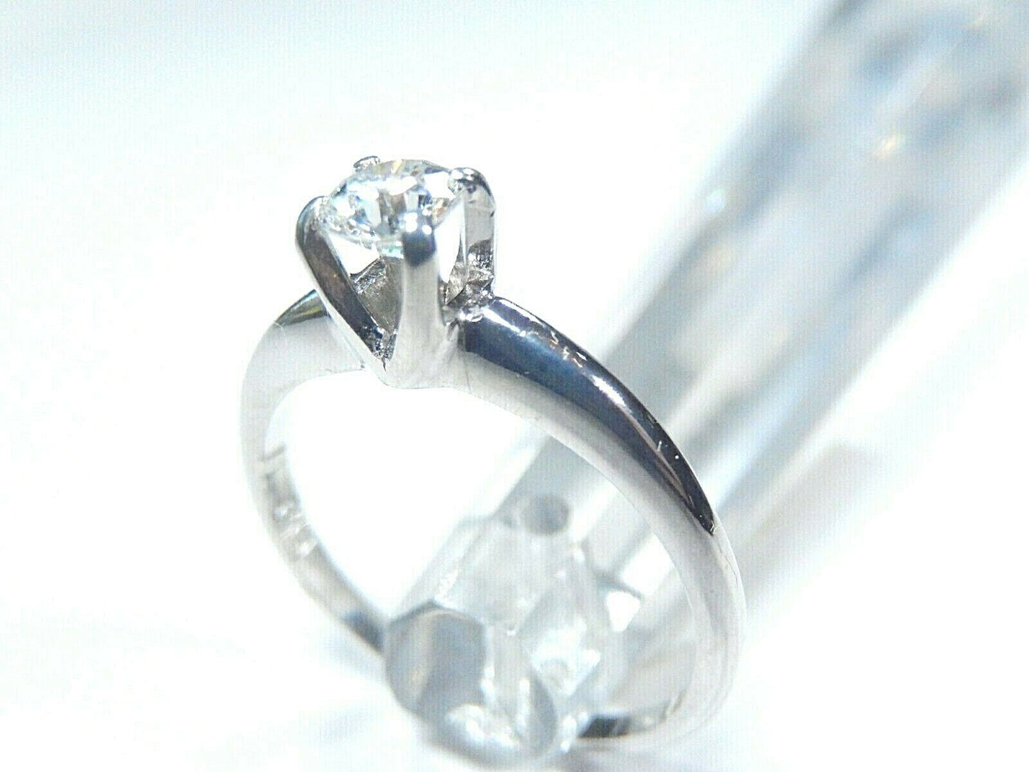 *NWT* 14K White Gold 1/3Ct Round  White VS Natural Diamond Solitaire Ring Sz 6