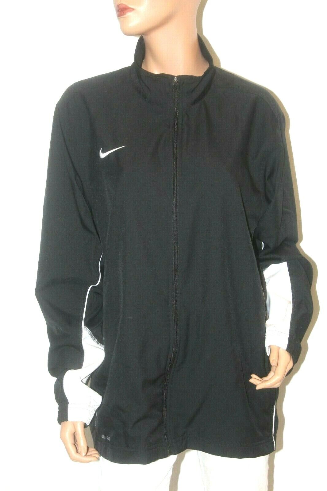 Men's Nike Dri-Fit Black & White Running/Athletic  Zip Up Jacket  Size Large