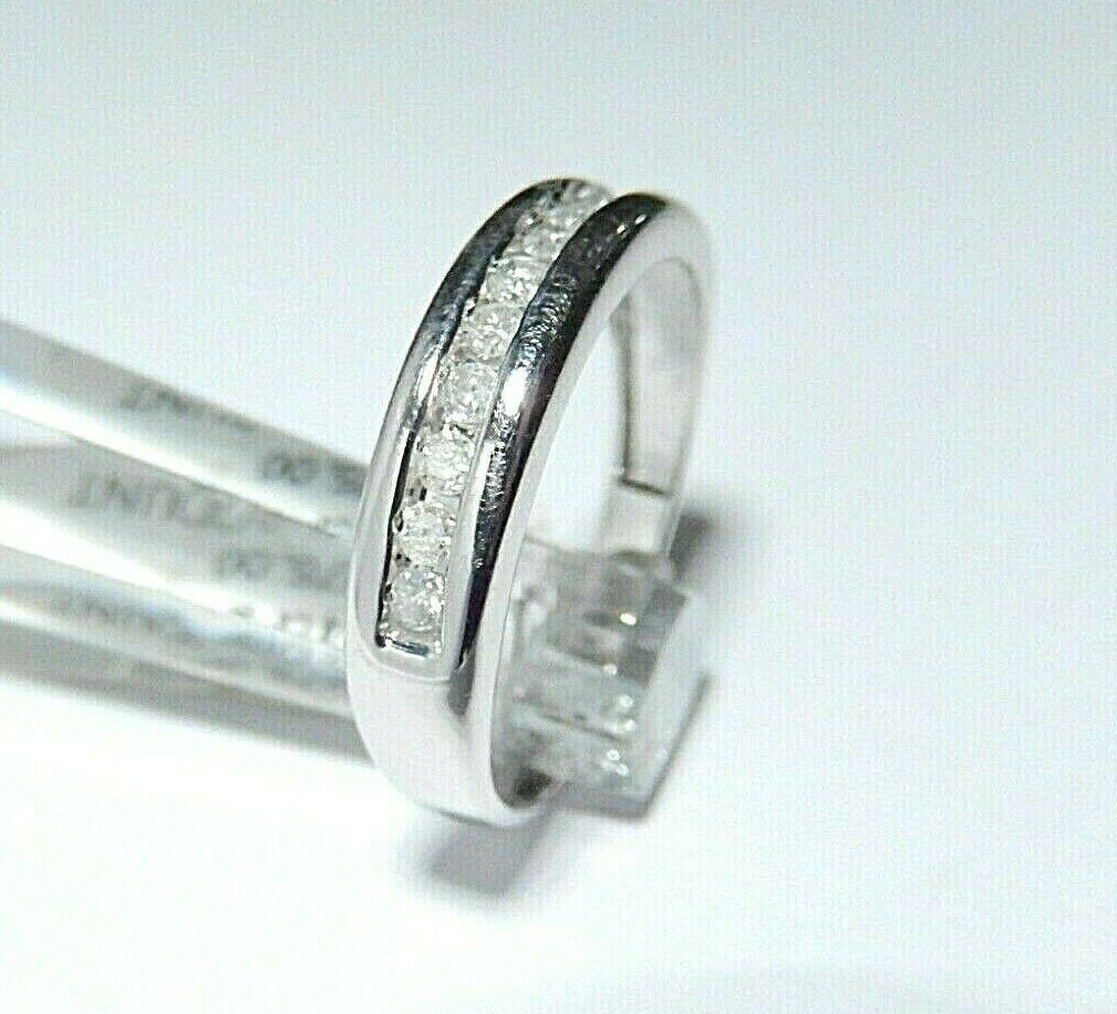 *NWT*  10k Solid White Gold .25ct Diamond Engagement Wedding 5mm Band Ring Siz 8