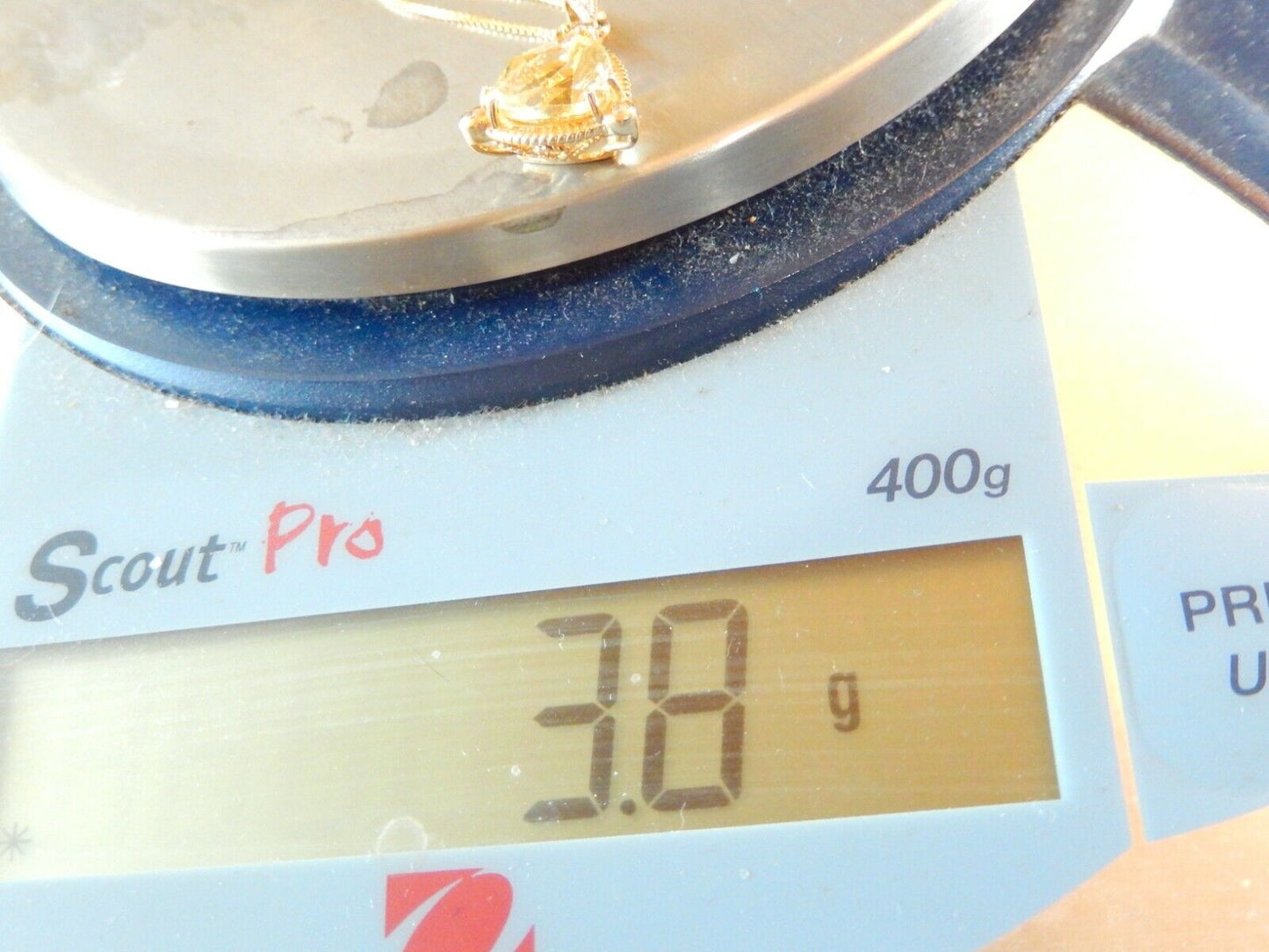 NWT 14K Yellow Gold 2.00 Ct Triangle Citrine Diamond Solitaire Pendant  w/ Chain