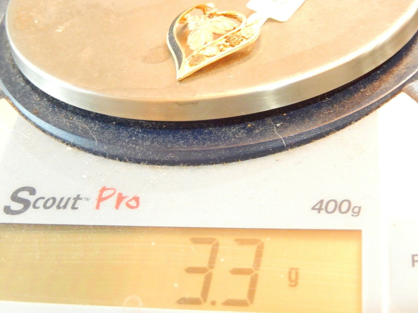 *VINTAGE*  10K Solid Yellow & Rose Gold Diamond Cut Flower Leaf Heart Pendant