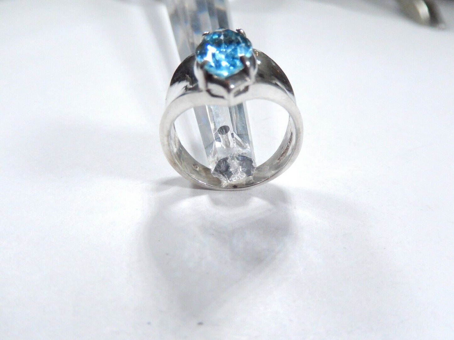 *VINTAGE*  Sterling Silver 3.50 CT Marquise Sky Blue Topaz Wide Band Ring Sz6.75