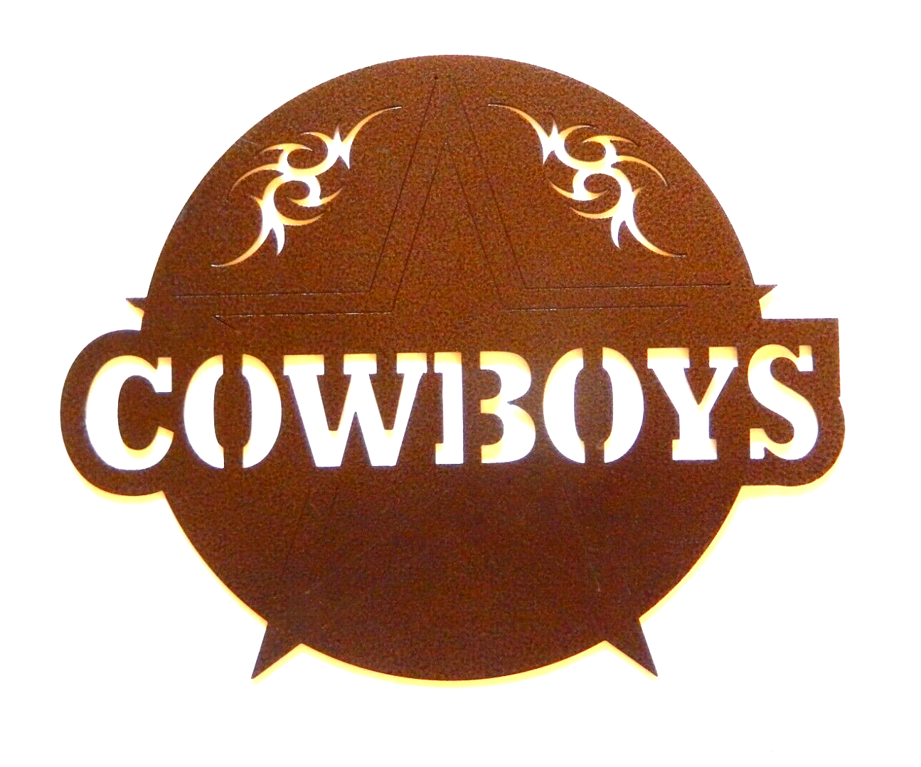 ~NEW~ 14ga. - " COWBOY & STAR" Copper Brown Powder Coat METAL WALL ART 8" Circle