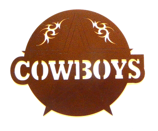 ~NEW~ 14ga. - " COWBOY & STAR" Copper Brown Powder Coat METAL WALL ART 8" Circle