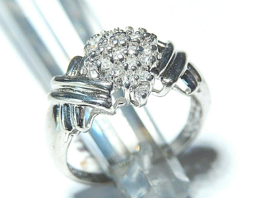 10K White Gold Natural .50CT Diamond Cluster Ladies Designer Style Ring Size 7