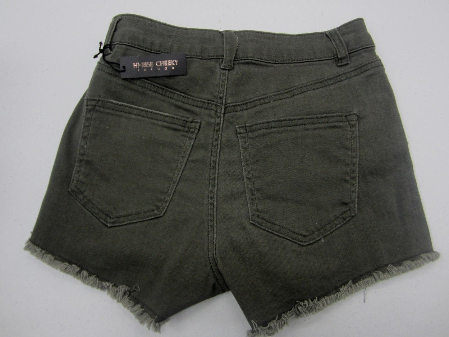 NWT Refuge Olive Denim Shorts Cheeky Hi-Rise 5 Button Charlotte Russe Size 2