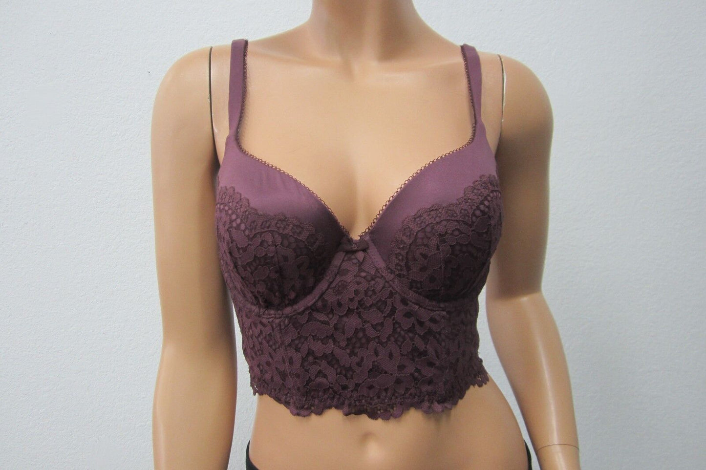 *NWT*   Victoria's Secret  SEXY   Purple Lace Longline Bra Mini Bustier Size 34D