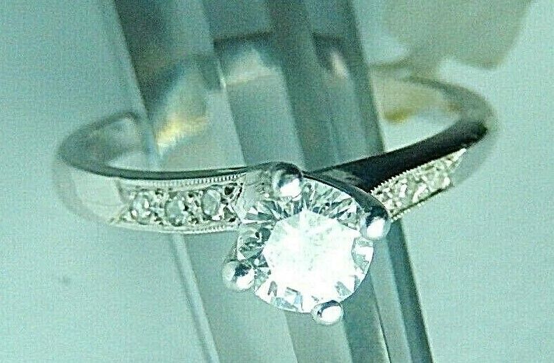 14K White Gold 1/2CT Natural SI-1 Diamond Solitaire Engagement Wedding Ring 6.5