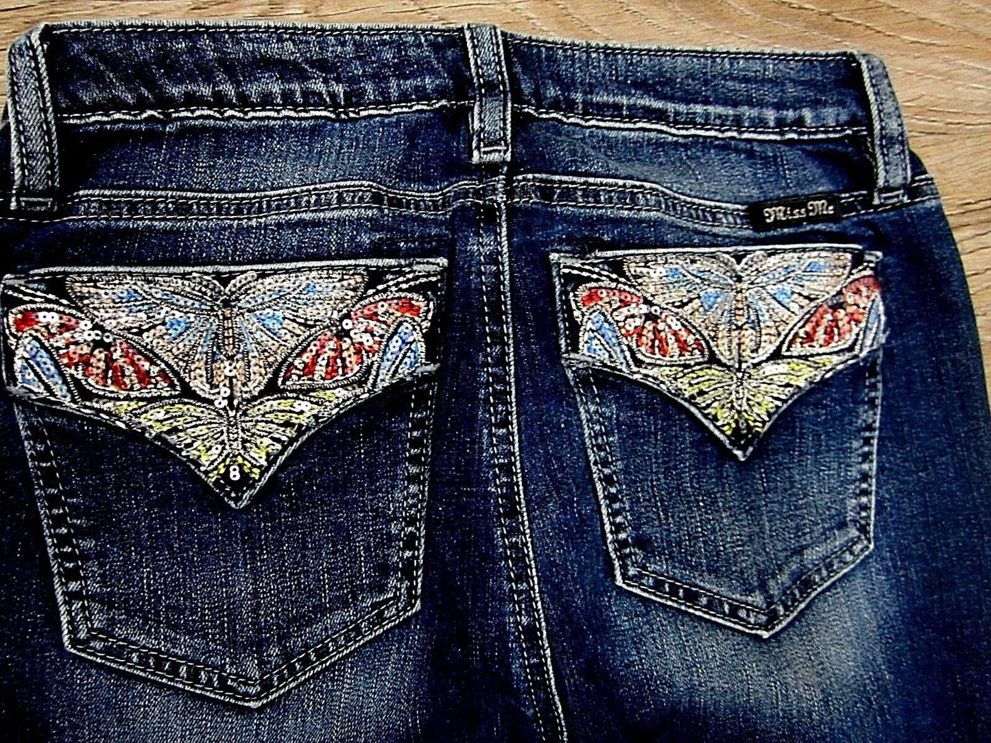 NWT MISS ME Embellished Pockets Skinny Stretch Jeans 26 x 30 Medium Blue M3033S