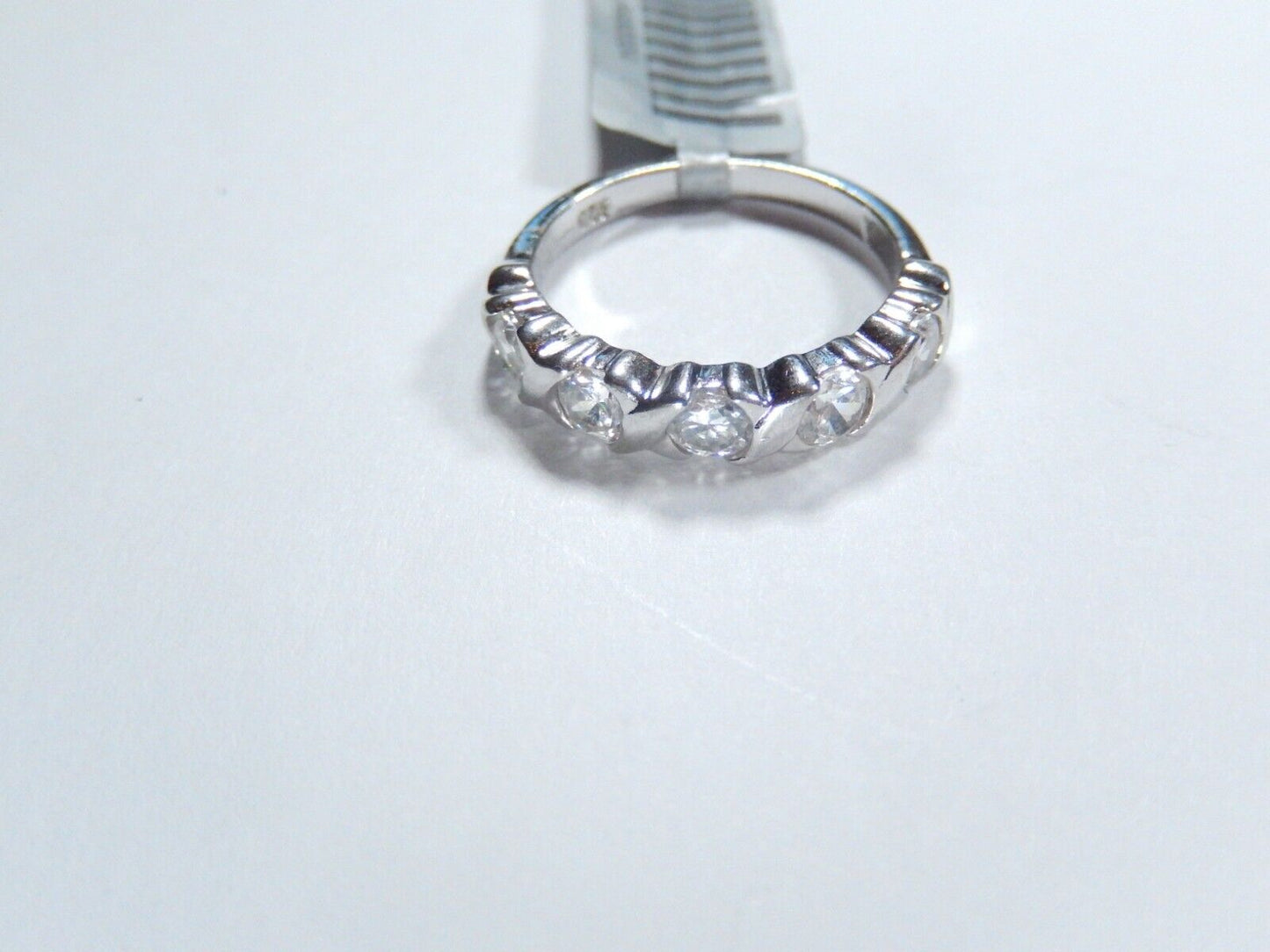 *VINTAGE*  Sterling Silver  HUGS & KISSES  X's & O's 4mm CZ Band Ring Sz 5