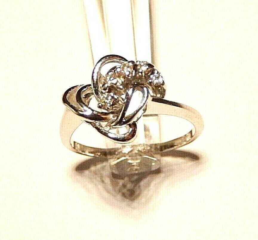 *NEW*  14K WHITE GOLD LADIES FREE FORM DIAMOND RING SIZE 6.5