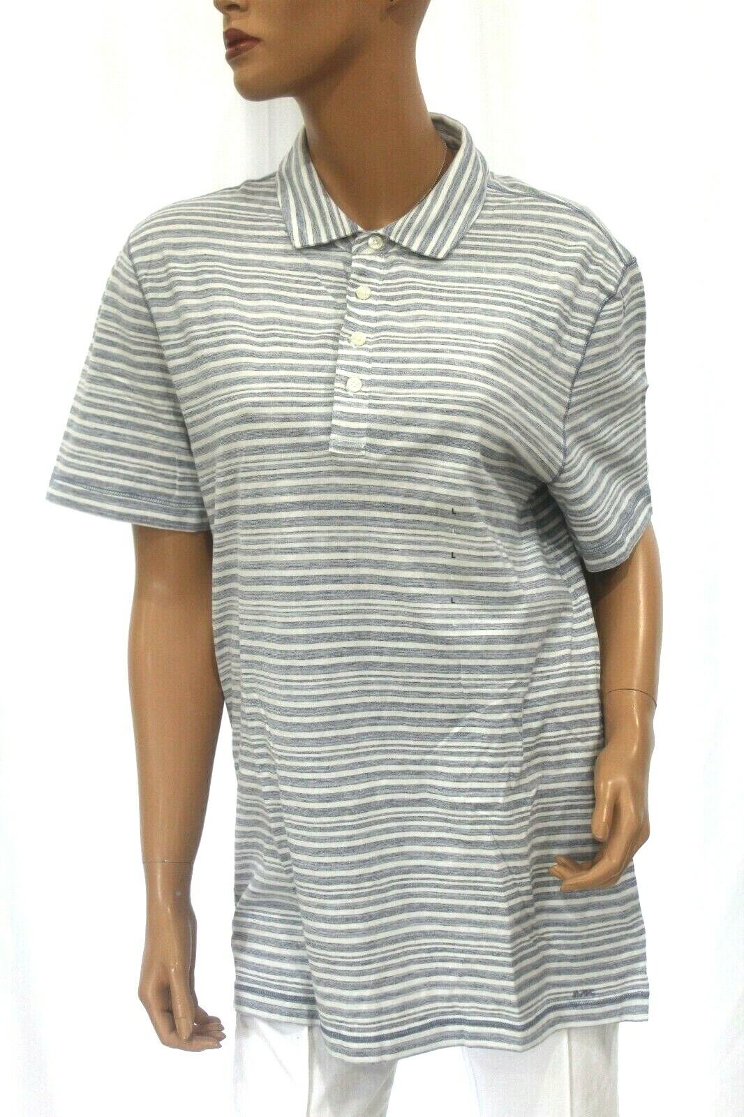 *NWT*  Michael Kors Men's Stripe Four Button  Polo Shirt Size Large