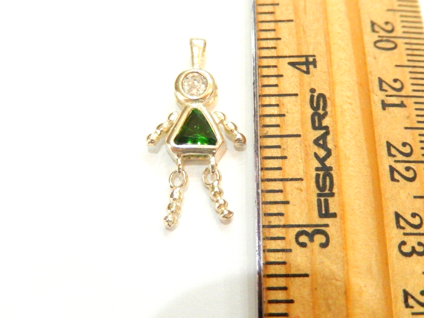 Emerald May  Sterling Silver Birthstone Baby Girl Pendant / Charm