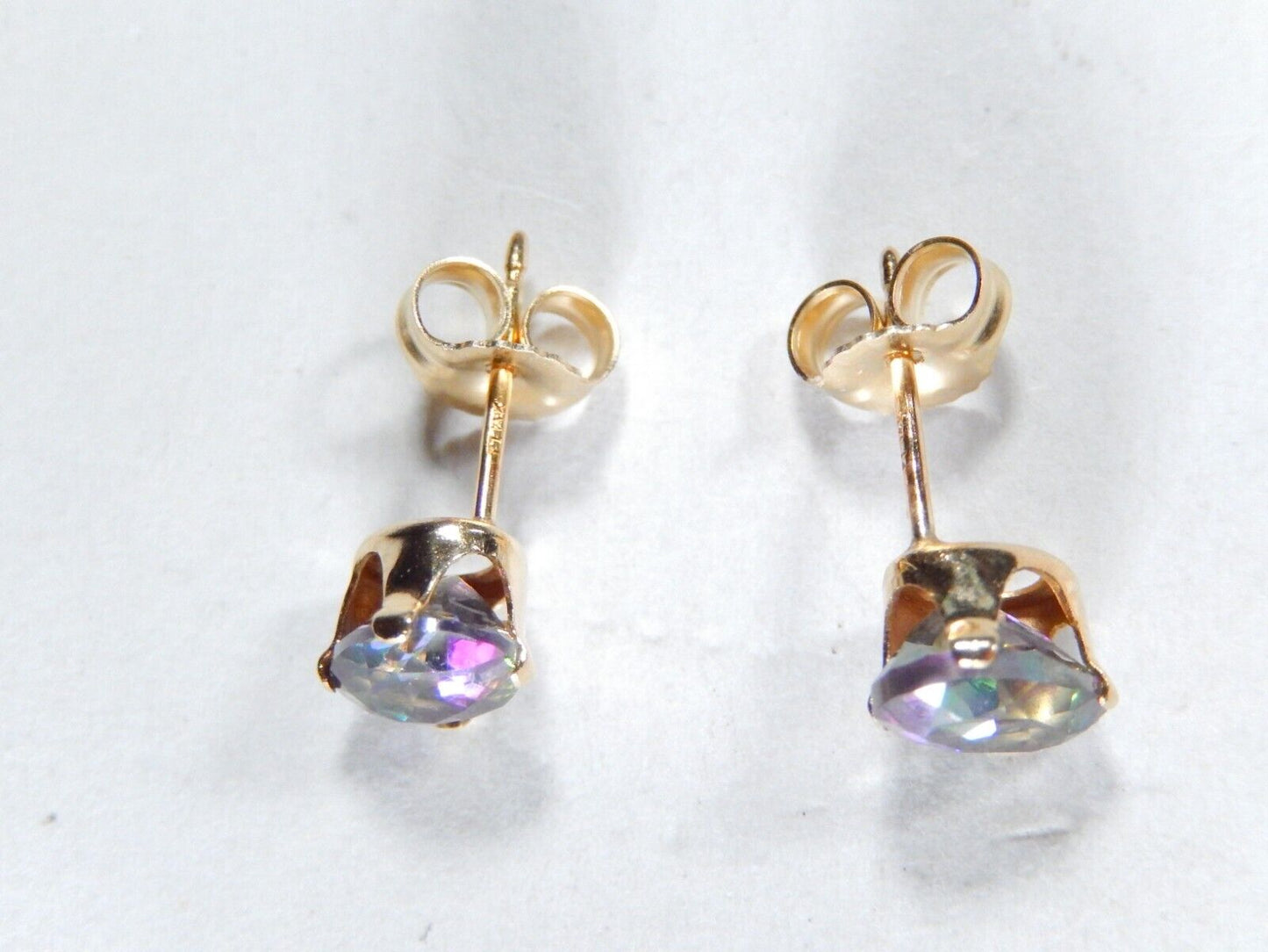 14k Yellow Gold 1.50CT TW  Oval Mystic Topaz 7mm x 5mm Post Earrings